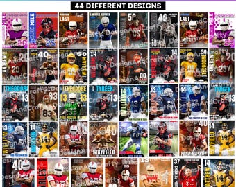 44 Football Posters Canva Editable Template, Football Senior Night Banners, Sports Background & Digital Backdrop For Senior Sport, Digital