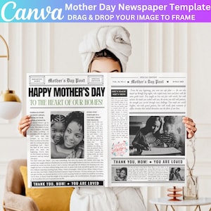 Mother&#39;s Day Newspaper Canva Editable Template, Personalized Mother&#39;s Day Gift, Newspaper for Mom Canva Designs Printable Mother&#39;s Day