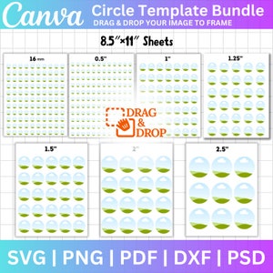 Circle Template Bundle, Circle Template Svg, Multipurpose Labels Template, Canva Editable, Circle Sticker, Round Label Template png, dxf Pdf