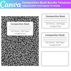 Composition Book Canva Template, Composition Book Cover Label, Composition Book Pattern, Notebook Label Template, Teacher Gift Canva Files
