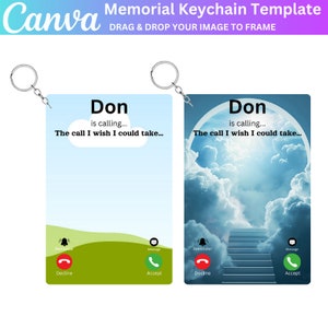 Plantilla editable de Canva de llavero conmemorativo, en memoria amorosa para siempre en nuestros corazones, la llamada que desearía poder hacer, regalo conmemorativo de regalo de simpatía