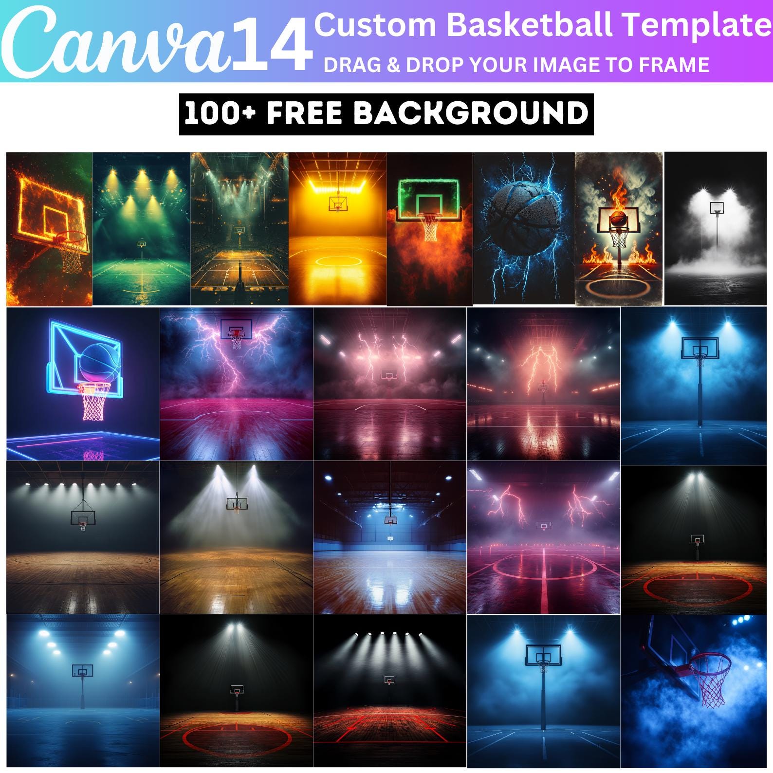 Basketball Editable Frame Basketball Canva Frame Editable Template, Basketball Frame Design ...