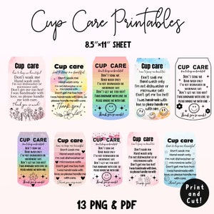 Cuidados com copos de vidro para impressão, Libbey Glass Can Cup Care Png, Cuidados com copos Png, Cuidados com copos de vidro, prontos para imprimir e cortar, Cuidados com copos para impressão Png