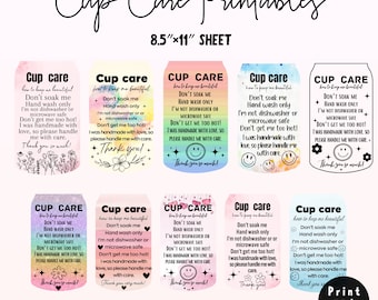 Glass Cup Care Printable, Libbey Glass Can Cup Care Png, Cup Care Png, Glass Tumbler Care, Ready to Print and Cut, Printable Cup Care Png