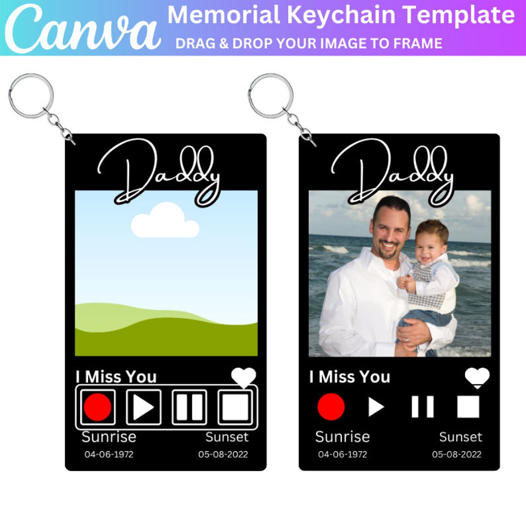 Memorial Keychain Canva Editable Template, Sympathy Gift, in Loving ...