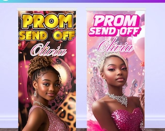 Prom Send off Banner Canva Editable Template, Prom Graduation Banner, Prom Party  Backdrop, Class of 2025 Canva Template, Digital Download