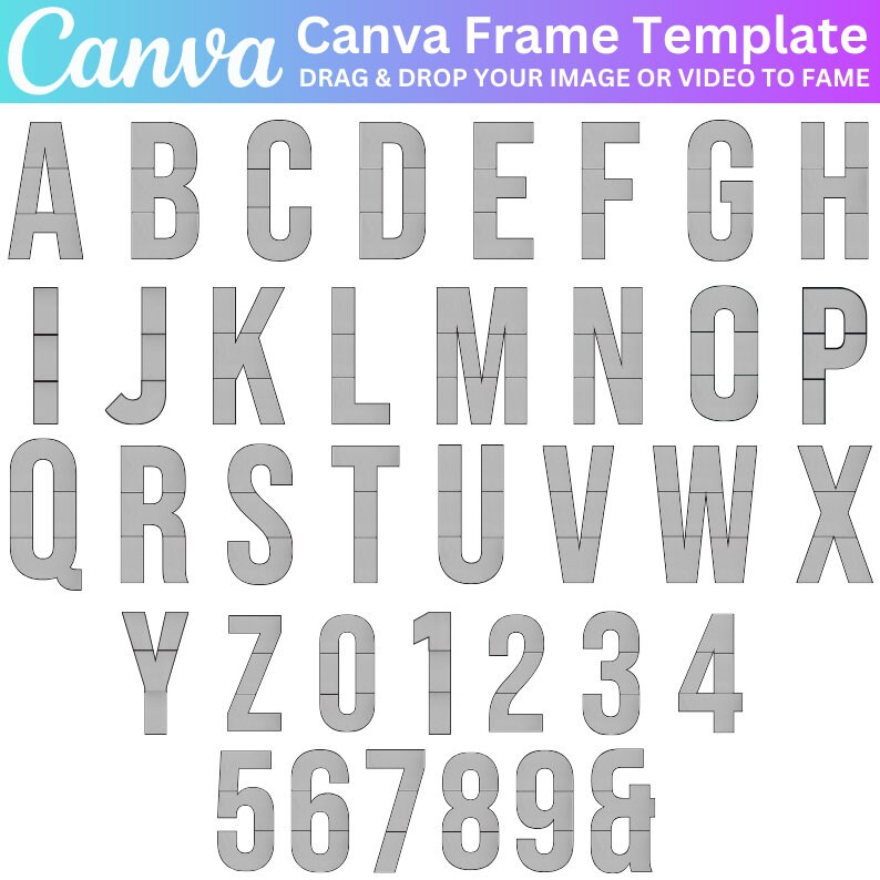 Canva Photo Collage Letters & Numbers Template, Canva Frames Bundle, A ...