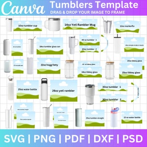 Paquete de plantillas para vasos, plantilla editable de Canva para vasos, plantilla para vasos de 40 oz, plantilla para vasos de 30 oz, plantilla para vasos de Canva, vasos Libbey