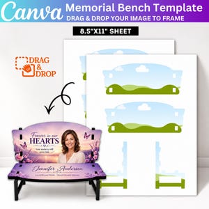 Memorial Bench Template, Canva Editable Memorial Bench, Sublimation Bench Blank, Canva Drag And Drop Memorial Keepsakes Digital Download