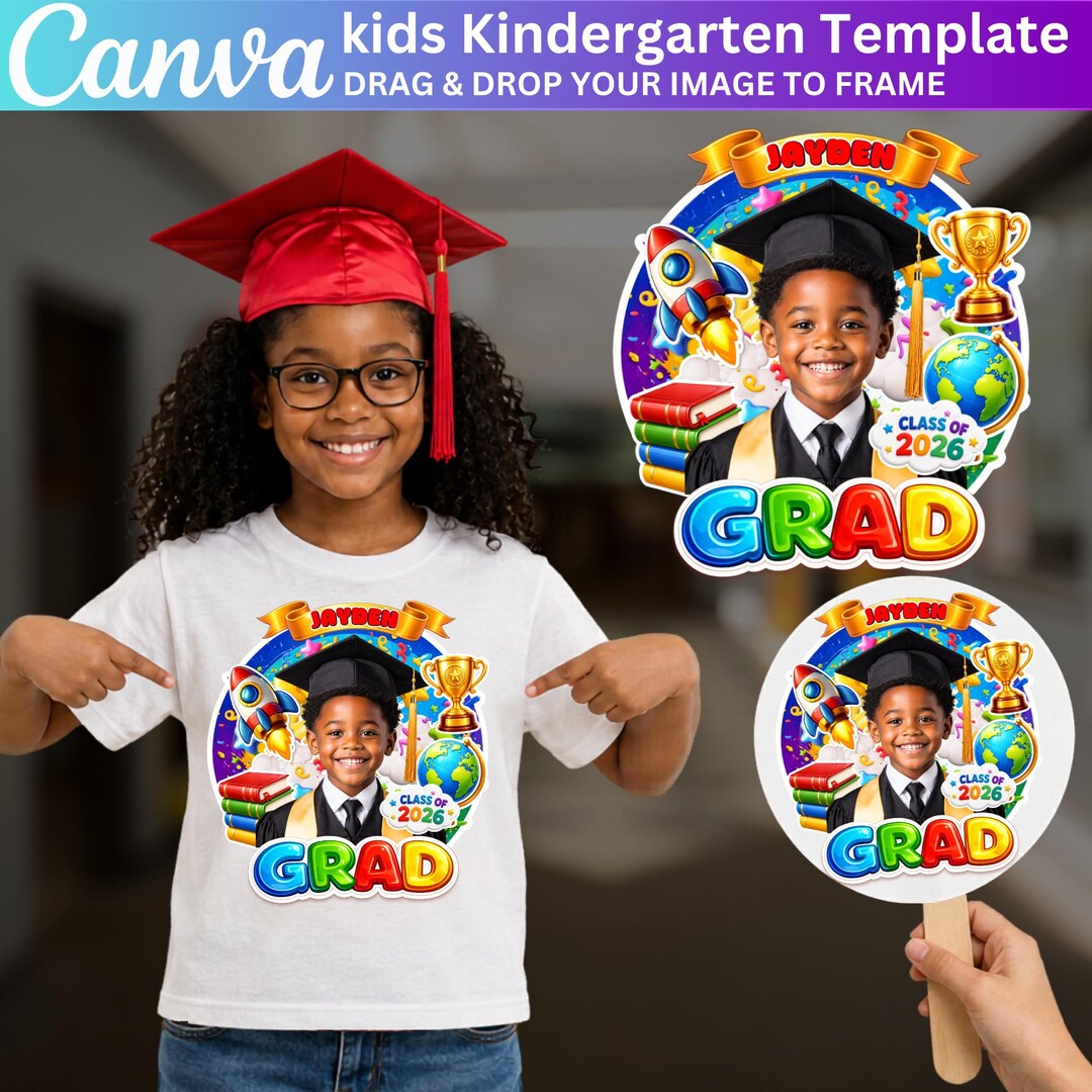 Pre‑k Kindergarten Graduation Shirt Template, Editable Canva Kinder ...