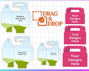 Gable Box Canva Editable Bundle, Gable Box Template, Party Favor Box, Gable Box SVG, PNG, Gift Box Svg, DIY Box Label Template, Digital File