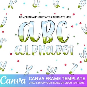 Canva Editable Alphabet Letters Template, Fillable Canva Frame, Block Shadow Font, Canva Drag & Drop Photos Retro Letters, Font Canva Frames