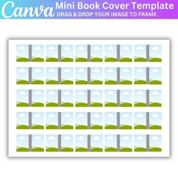 Mini Book Cover Canva Frame Template, Canva  Editable Frame, Printable Frame, Mini Book Cover Template, Digital Download,