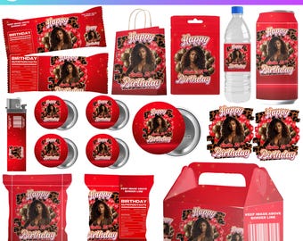 Birthday Party Pack Bundle, Leopard Cheetah Birthday Party Theme, Teen Adult Birthday Party Chip Bag,  Canva Editable Birthday Party Kit
