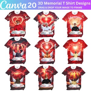 20 In Loving Memory Canva Editable T Shirt Bundle, All over Memorial Shirt Designs, Rest in Peace Shirt,  Perfect for Sublimation Digital