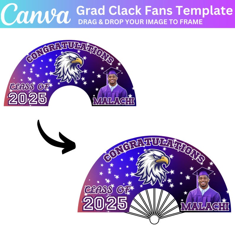 20 Graduation Clack Fan Canva Editable Template, 2025 Clack Fan Designs ...