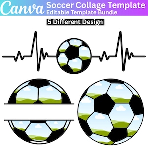 Fußball-Fotocollage Canva bearbeitbare Vorlage, Sportfotocollage, Fußballcollagevorlage, Fußballbildcollage, Canvavorlage