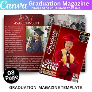 Graduation Magazine Canva Editable Template, Senior Magazine Template, Senior 2025 Graduation Invitation, Free Magazine Cove, Digital Down