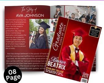 Graduation Magazine Canva Editable Template, Senior Magazine Template, Senior 2025 Graduation Invitation, Free Magazine Cove, Digital Down