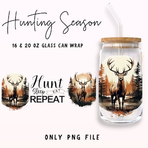 Temporada de caça Libbey Glass PNG, 16 onças e 20 onças Libbey Can Wrap, Coffee Glass Can png, Deer Hunting Wrap PNG, Can Glass Wrap, Digital Download