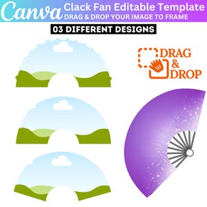 Clack Fan Canva Editable Template, Clack Fan Frame Template, Festival Hand Fan, Hand Fan Template, Printable, DIY, Canva Editable File
