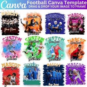 50+ Football Mascot Shirt Canva Editable Template, Custom Football School Design, Photo Collage Shirt, Football T shirt Sublimation