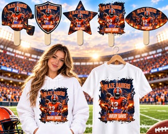05 Orange Football Fan Paddle Templates, Canva Editable Football Fan Designs, Game Day T Shirt, Senior Night Football Fan Team Party