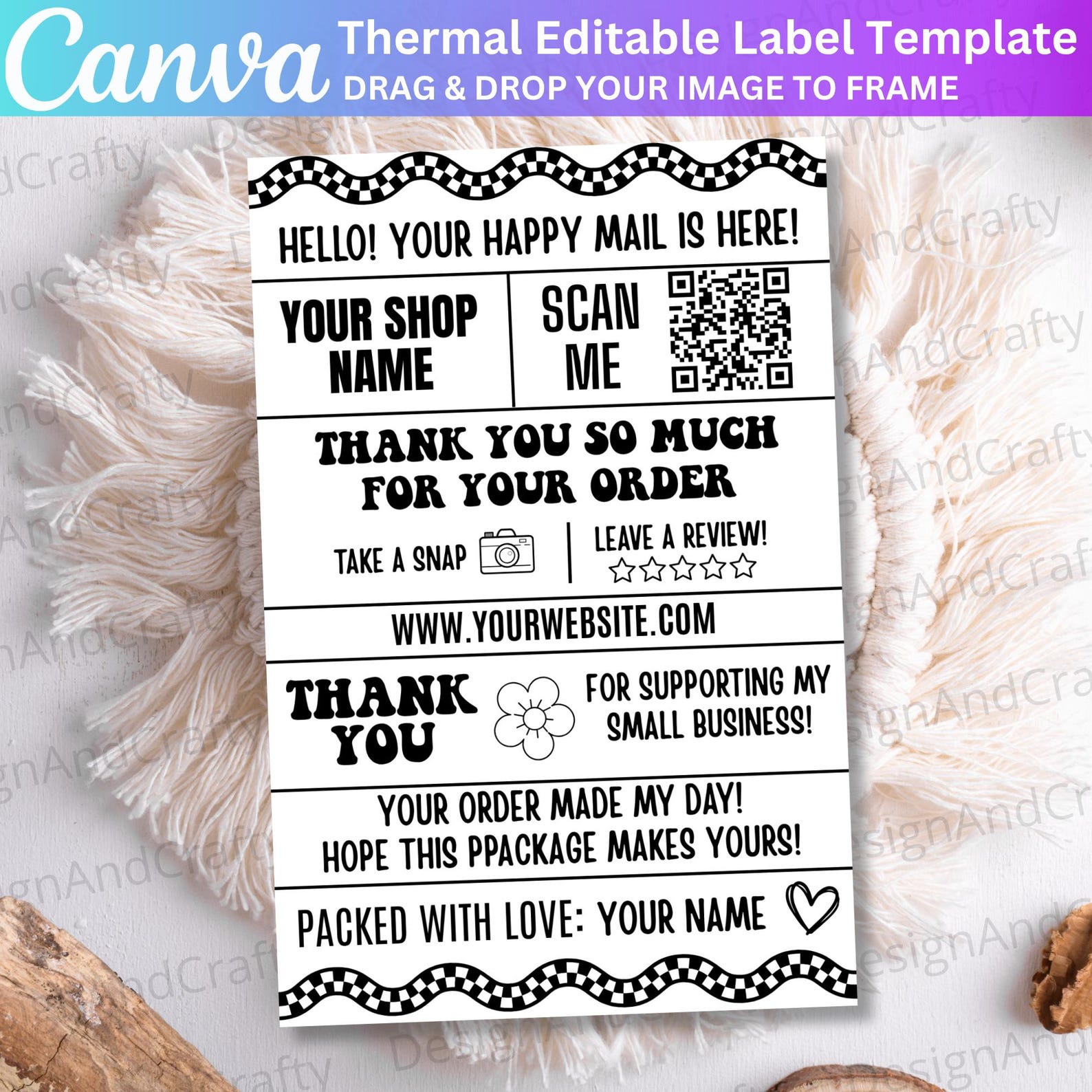 Canva Editable Thermal Label Template, Thank You for Your Order Labels ...