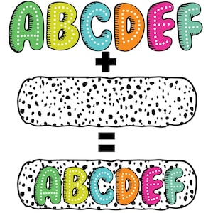 Custom Dot Dalmatian Alphabet Letters Svg Png Bundle, Alpha Doodle Dots Letters Png, 6 Alpha Sets, 18 Dalmatian Background PNG, Digital File