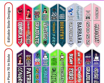 10 Graduation Stole Canva Editable Template Bundle, Graduation Sash Sublimation 2025, Graduation Stole Template Personalized Graduate Design