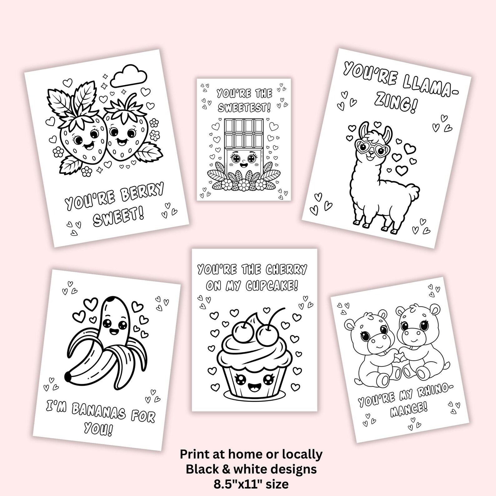 30 Valentines Coloring Pages Bundle, Valentines Day Cards, Valentine's ...