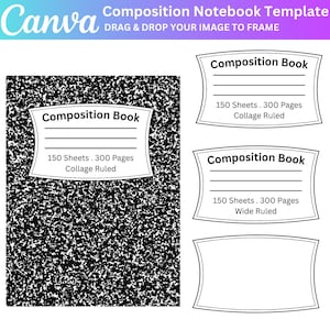 Composition Book Canva Template, Composition Book Cover Label, Composition Book Pattern, Notebook Label Template, Teacher Gift  Canva