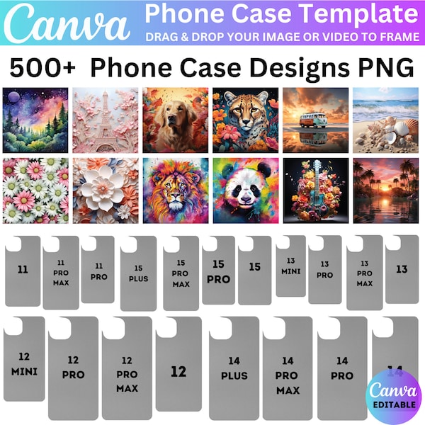 Phone Case Template 500+ Designs PNG Bundle, Sublimation Template for iPhone Cases, iPhone Case Template Bundle, Smartphone Case Template