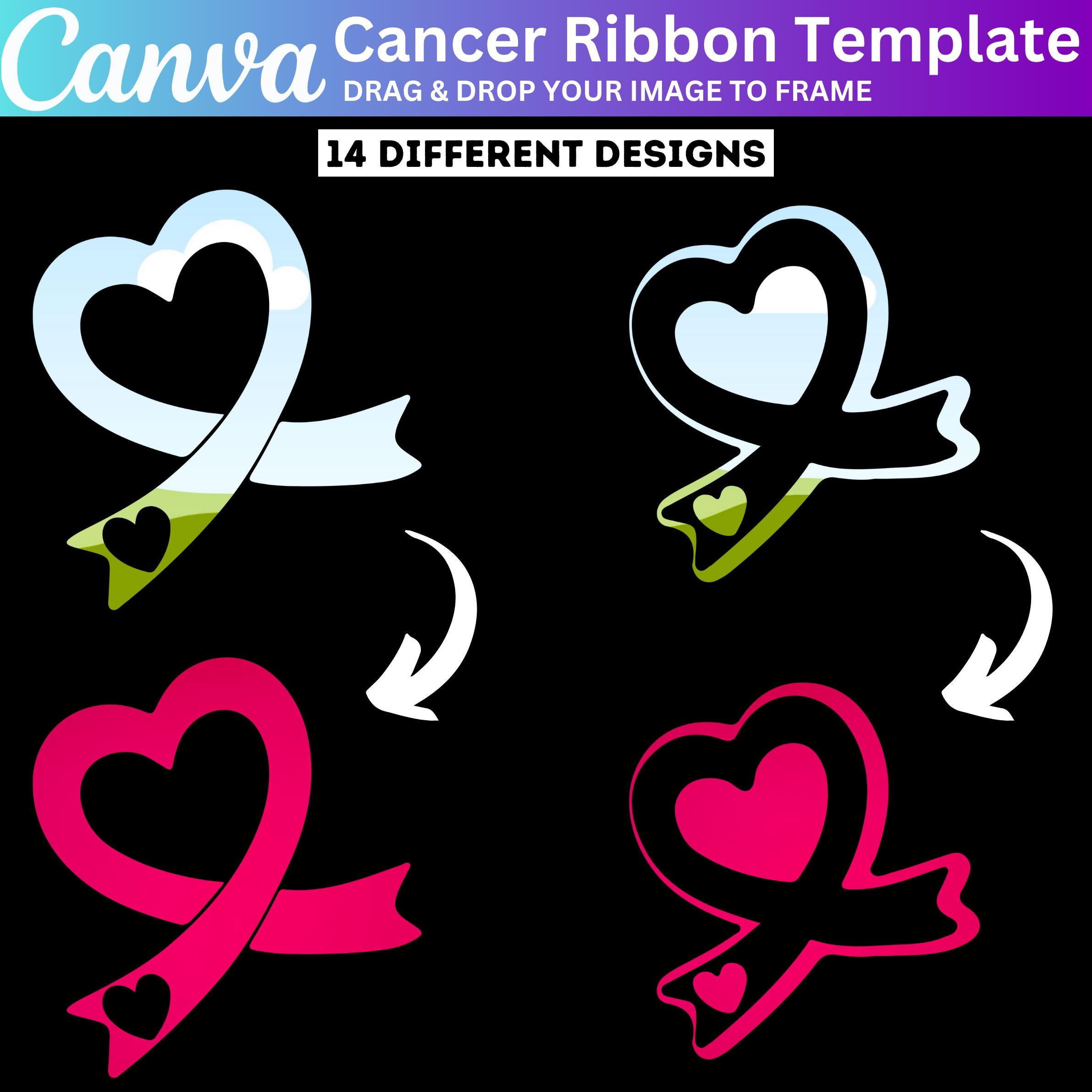 14 Canva Breast Cancer Ribbon Template, Canva Frame Bundle, Custom ...