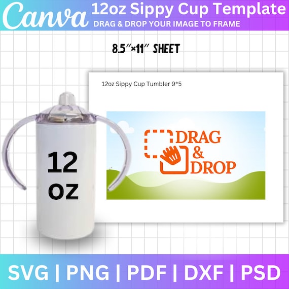 12oz Sippy Cup Tumbler Template, Sippy Cup Wrap Template Svg, Canva Editable, Sippy Cup Blank Template png, Sippy Sublimation Template