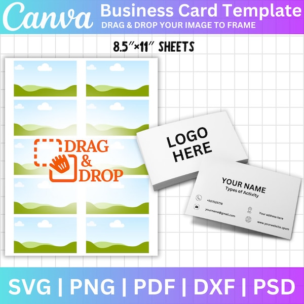 Business Card Template, 3.5”x2” Business Card Template, Business Card Svg Png, Blank Business Card, Canva Editable, DIY Business Card