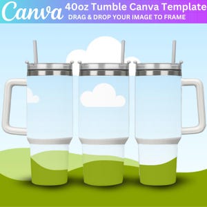 40oz Tumbler Mockup, Canva Drag and Drop 40oz Tumbler, Tumbler Mockup Canva Template, Editable 40oz Tumbler Frame Mockup Digital