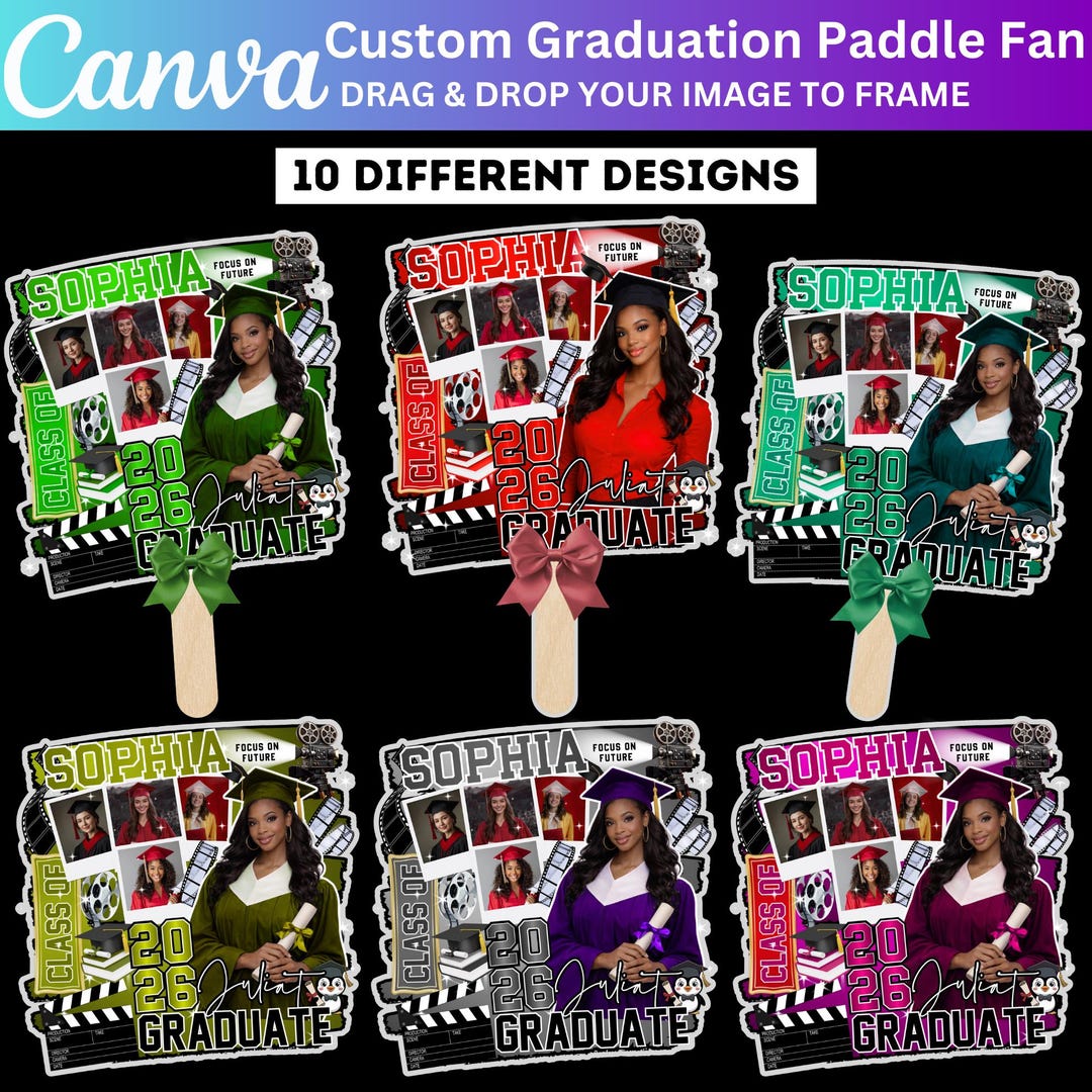 Graduation Fan Canva Editable Template, Custom Graduation Paddle Fan ...