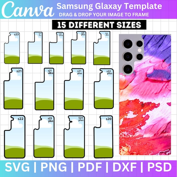 Samsung Galaxy Phone Case Canva Editable Template, Samsung Phone Case Bundle PNG, DXF, SVG, S24 Ultra Phone Case, Smartphone Template