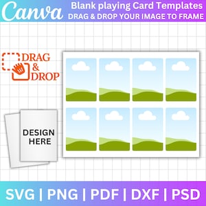 Modelo editável de Canva para cartão de jogo em branco, cartão de jogo DIY, designs de sublimação de cartão, modelo de cartão em branco Svg Png, cartão colecionável editável