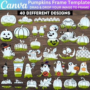 40 Pumpkin Halloween Canva Editable Template, Fall Halloween Spooky Season Canva Drag & Drop, Witchy Fillable Pumpkins Mockups, Digital File