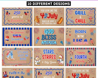 Plantilla de banner de Canva para el 4 de julio, decoración para fiestas patrióticas, diseños imprimibles y editables de la Independencia de EE. UU., plantilla patriótica para el 250 cumpleaños.