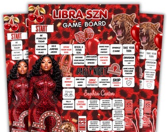 Red Libra Birthday Drinking Game Canva Template, Libra SZN Party Game, Editable Zodiac Birthday Board, Astrology Girls Night, Digital