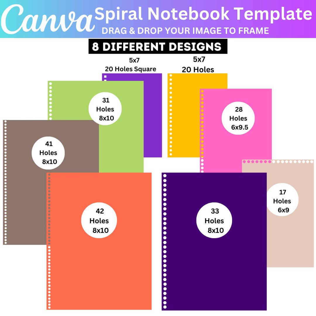 Spiral Notebook Cover Template, Back to School Canva Editable ...