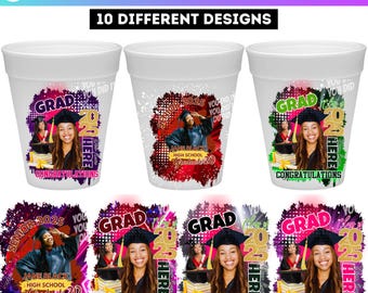 10 Graduation Styrofoam Cup Canva Editable Template, Graduation Cup Stickers Template Bundle, Customize Styrofoam Cup Canva Template
