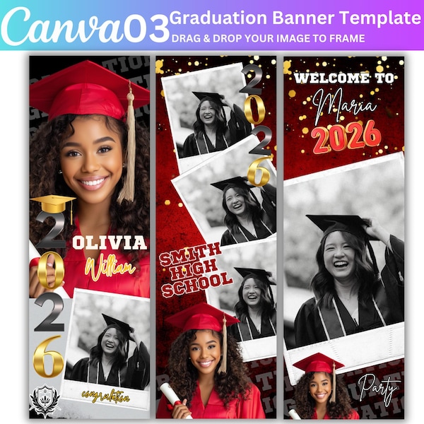 Graduation Banner Canva Editable Template, Graduation Banner for Graduation Parties, Class of 2026 Celebration, Graduation Banner Printable