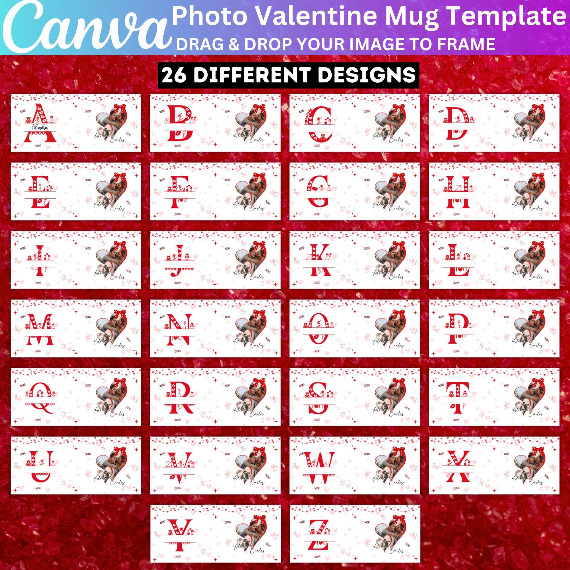 26 Valentine's Day ABC Designs Bundle, Canva Editable Valentine's Day ...