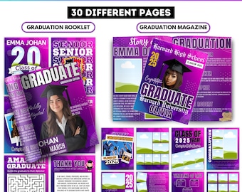 Purple Graduation Booklet Canva Editable Template, Graduation Activity Book, Graduation Party Favor Printable Word Search DIY Canva Template