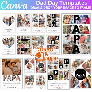 Planta Editável de Marco para Papá no Canva, Impressão de Fotos para Papá, Colagem de Fotos Editável para Papá, Marco de Fotos para Papá