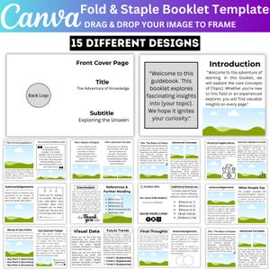 Fold & Staple Booklet Canva Editable Template, 8.5X11 Fold Book Template, Landscape Booklet Designs, Printable Kids Book Template, Digital